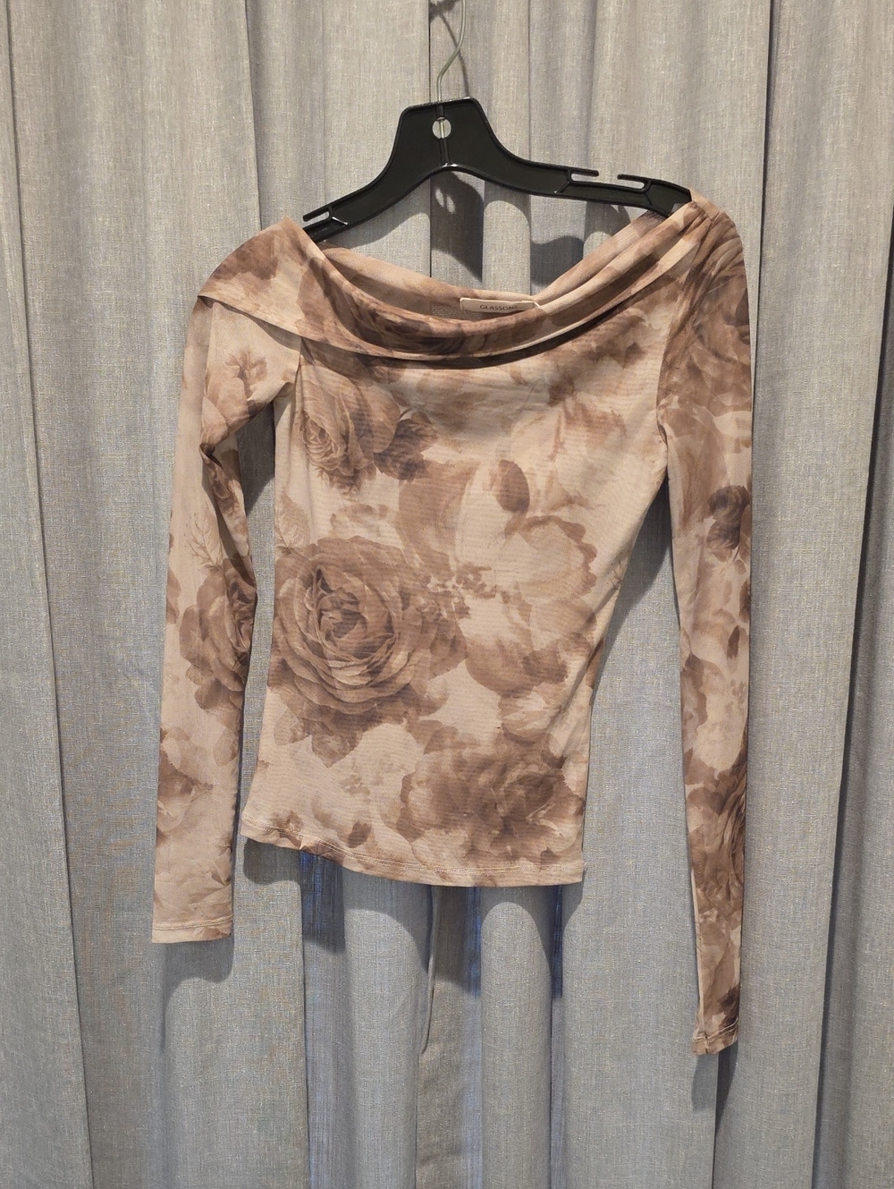 Glassons Dancing Blooms Truffle All Over Brown  Floral Print Off-Shoulder Top